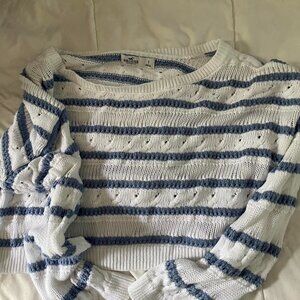 Hollister Co. Women's White and Blue Sweater